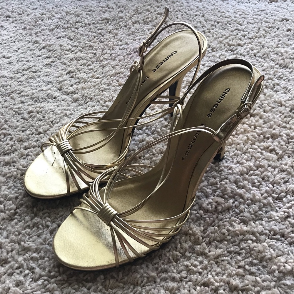 New Gold Chinese Laundry Slingback Sandal Heels